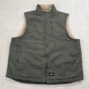 Dickies Workwear Mens Green Canvas Sherpa Fleece Lined Work Vest Size XL (46-48)